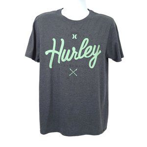 Hurley Graphic T Shirt Mens Size M Short Sleeve Established 1999 Gray Green Logo